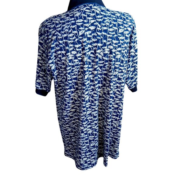 NEW Men's Polo Shirt Large Golf Steve Stricker Fairway Sport Blue White Print - Picture 4 of 5
